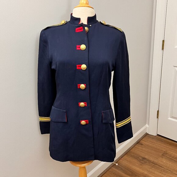 Vintage 1980s Lillie Rubin Military Navy Style Nautical Jacket with Gold Buttons - Picture 1 of 13